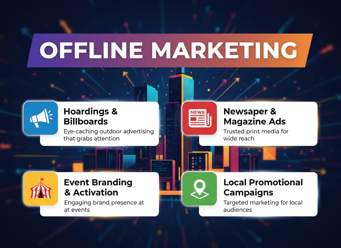 Offline marketing services by Kapoor Advertisement including hoardings, billboards, print ads and event branding